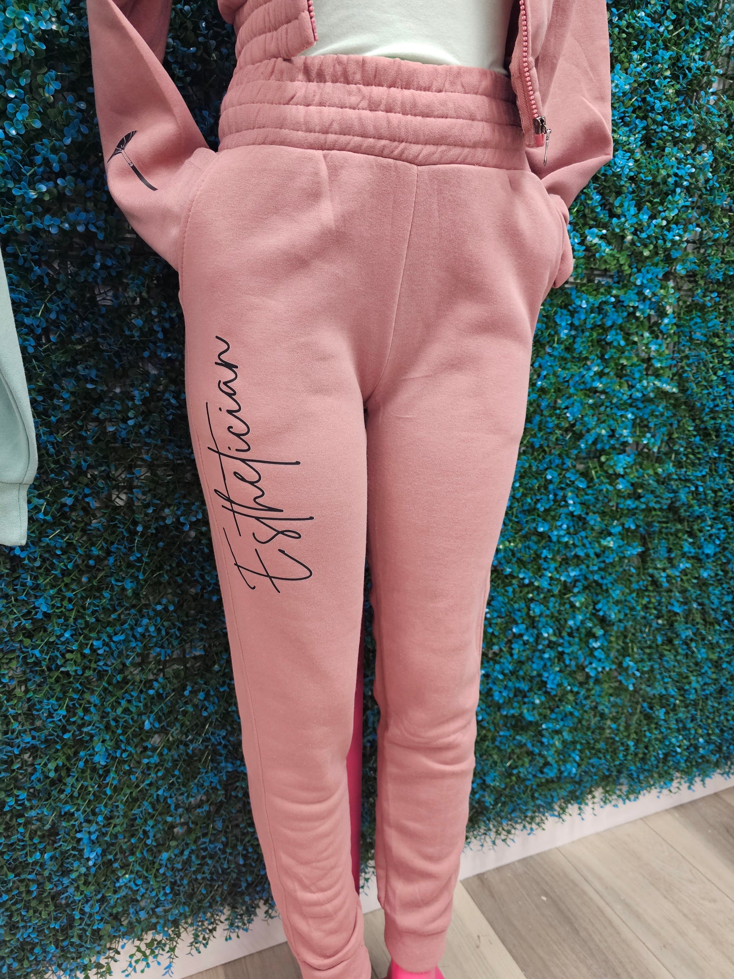 "Esthetician- Skincare is Self Care" Crop Sweatshirt Set Pink