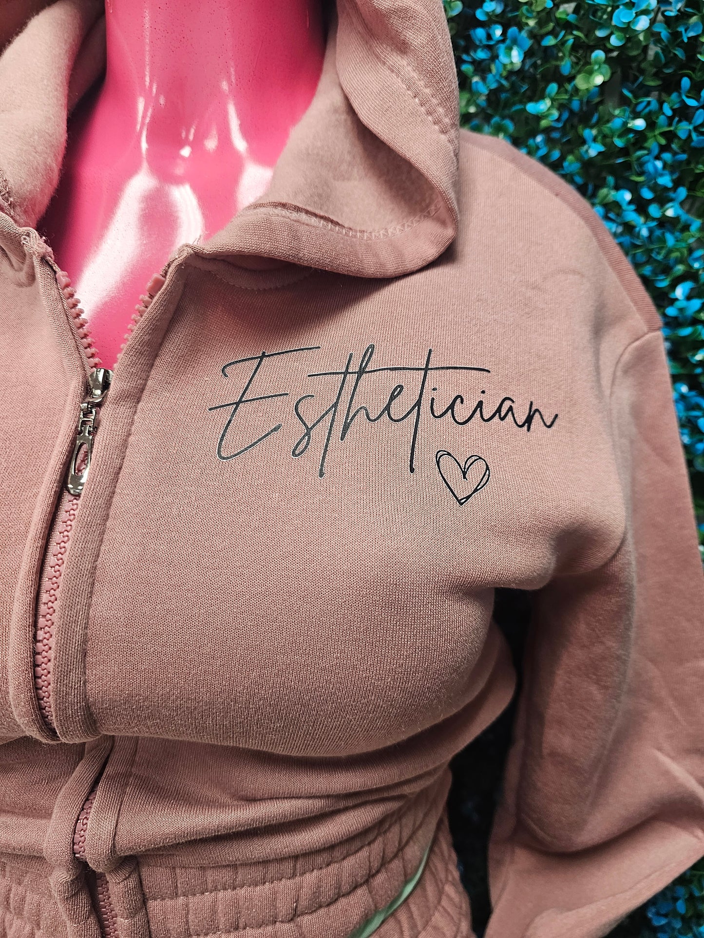 "Esthetician- Skincare is Self Care" Crop Sweatshirt Set Pink