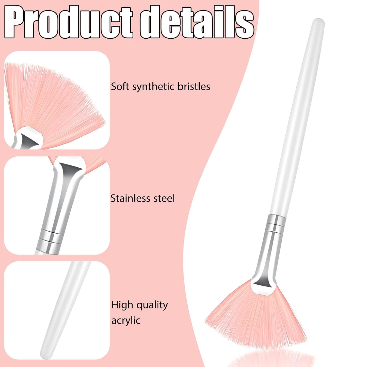 Fan Brushes Facial Applicator - 2 pcs Pink