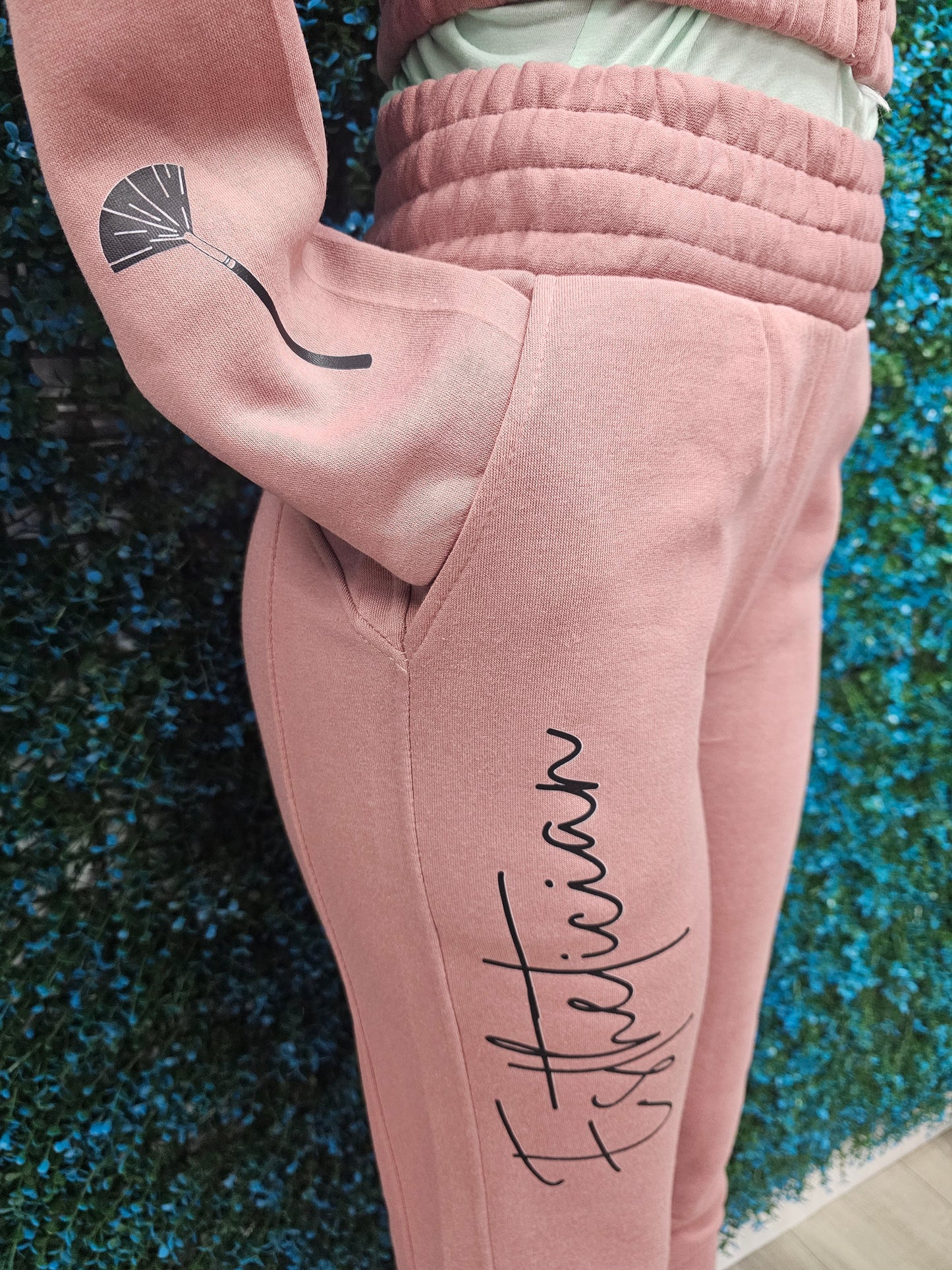 "Esthetician- Skincare is Self Care" Crop Sweatshirt Set Pink
