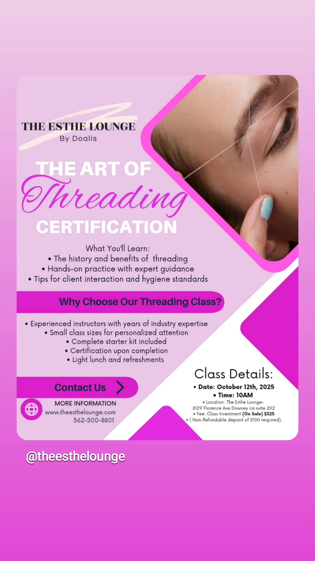The Art of Threading Master Class - DEPOSIT