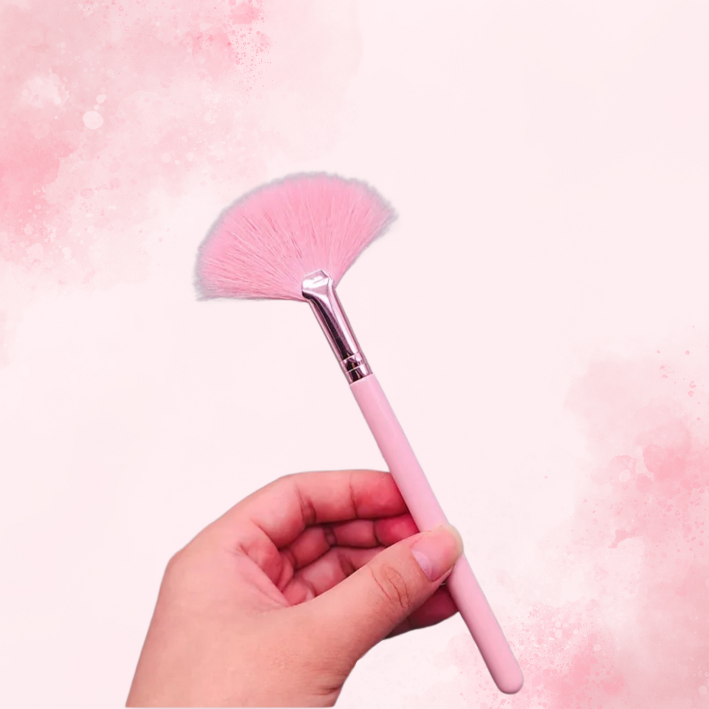 Luxury Fan Brushes with Soft Pink Hair 2pcs