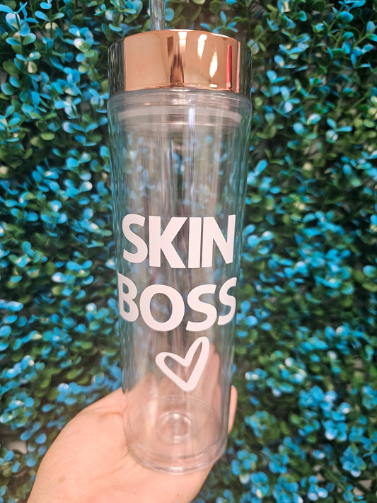 "SKIN BOSS" CLEAR TUMBLER