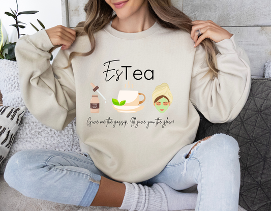 "ESTEA" Give me the gossip, I'll give you the glow! Crewneck Sweatshirt Nude