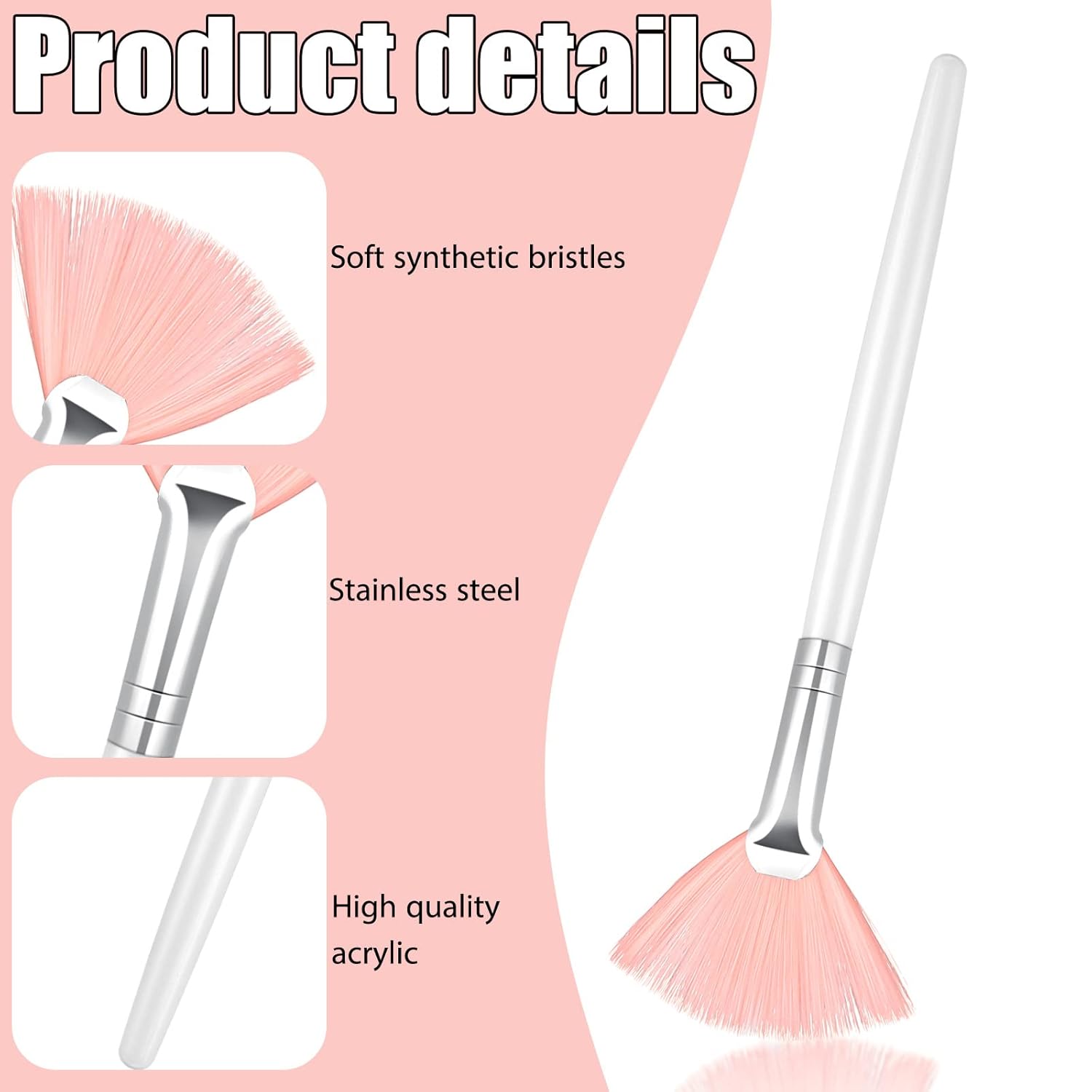 Fan Brushes Facial Applicator - 2 pcs Pink