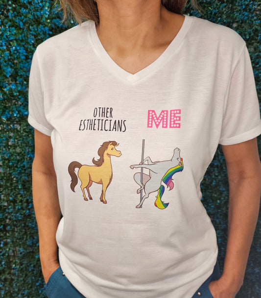 "OTHER ESTHES VS ME" WHITE V NECK